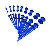 Qianly Set di 18 Pezzi per Dilatare I delle Orecchie, Dilatatori a Tunnel, Plug, Espansori in Acrilico, Gioielli per Piercing per Il Corpo, per Adolesce, Blu