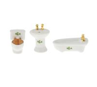 Qianly Set di Mobili da Bagno in Miniatura per Case delle Bambole - Completa La Tua Casa delle Bambole con Questa Squisita Collezione di Mobili da Bagno in M, Foglia Stampata
