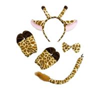 Qianly Set di orecchie e coda da giraffa, cerchietto a forma di animale per feste, festival e Halloween, Buio