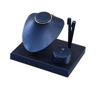 Qianly Set Espositore per Gioielli con Organizer per Riporre I Gioielli, con Vassoio Portaoggetti, Supporto per Orecchie, per La Collezione, da Appoggio, per, Blu Scuro