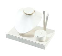Qianly Set Espositore per Gioielli con Organizer per Riporre I Gioielli, con Vassoio Portaoggetti, Supporto per Orecchie, per La Collezione, da Appoggio, per, Bianco