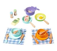 Qianly Set Giocattolo in Legno per Bambini con Alimenti Finti Tagliabili Pentole con Coperchio E Contenitori Fruscianti Gioco di Ruolo Culinario per Bambini Piccoli Adatto per Animazione al Chiuso
