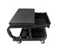 Qianly Sgabello da Officina con Vassoio Attrezzi Imbottito Sgabello Mobile da Officina Robusto per Meccanici, Dettagliatori Auto, Progetti Domestici, Nero