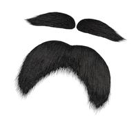 Qianly Sopracciglia finte con Baffi, Trucco Fai da Te per Feste a Tema, spettacoli teatrali e opere liriche, Nero