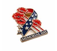 Qianly Spilla Memorial Day Tema Patriottico Spilla a Nastro Commemorativa Metallo Resistente Accessorio Commemorativo per Sfilate