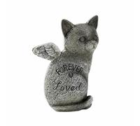 Qianly Statuetta con Penna Effetto Pietra | Scritta in Rilievo Always Remembered, Figurina, Soprammobile, per Mensola, degli Animali, Gatto
