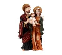Qianly Statuetta della Sacra Famiglia Cattolica, Rappresentazione di Gesù in Resina per Interni, 3 Persone 10x5x18cm