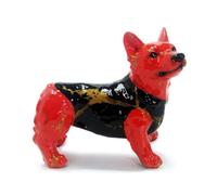 Qianly Statuetta di Cane Molossoide Lucido Statuetta di Cane Molossoide Inglese Moderno Decorazione per Collezionisti, Ingresso, Nero, Rosso