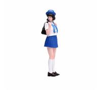 Qianly Statuetta di Ragazza con Berretto Azzurro Dettagliato Miniatura Scolastica in Resina Compatto Figurina per Collezionisti, Scene Urbane