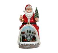 Qianly Statuetta natalizia da collezione, decorazione da tavolo, esposizione musicale con trenino rotante, per libreria, dormitorio, bar, Babbo Natale