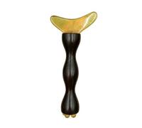 Qianly Strumento da Massaggio Facciale in Legno Intagli con Testa a Punta Curva Compatto Massaggire Facciale in Legno Manuale Raschietto Muscolare, Stile C