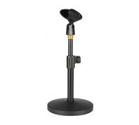 Qianly Supporto per asta microfonica, facile da usare, resistente all'usura, base a disco professionale per discorsi, conferenze, riunioni e performance, Nero