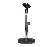 Qianly Supporto per asta microfonica, facile da usare, resistente all'usura, base a disco professionale per discorsi, conferenze, riunioni e performance, Argento