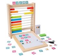 Qianly Tavola di Apprendimento Multifunzione in Legno Pieghevole Centro attività con e Lavagnetta Prescolare per Bambini da 4 a 6 Anni