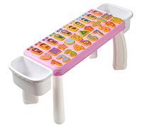Qianly Tavola Didattica in Legno per Bambini Riconoscimento Forme Colori E Numeri Sviluppo delle capacità Motorie Adatto a Gioco, Tavolo L Rosa 3in1