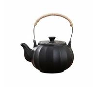 Qianly Teiera da Esterno Teiera Kettle Bollitore Caraffa in Ceramica per Riscaldamento Direttamente su Fiamma con Manico Isolato per E Durata Nel Tempo, Teiera A Zucca Grande In Terracotta Nera 600ml