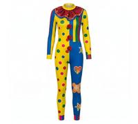 Qianly Tuta da Clown Completa Multicolore Costume Clown a Strisce e Pallini Unisex Costume da Buffone Colorato, B142-591, XL