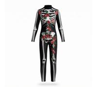 Qianly Tuta da Scheletro Elastico Body Intero da Bambini Morbido Tuta con Stampa Floreale per Recite Scolastiche, S
