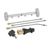 Qianly Undercarriage Cleaner Spazzola Lavapavimenti sotto Auto Estensione Idropulitrice Acciaio Ugelli per Pulizia Veicoli SUV Roulotte Patio Marciapiede, Ruote Grigie