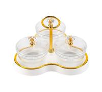 Qianly Vassoio per, Piatti Divisi per Servire Spuntini, Multiuso, con Coperchio, Barattolo per La Conservazione in Cucina, Porta Caramelle E, Bianco crema 3 griglie