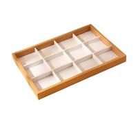Qianly Vassoio Porta Gioielli Organizer Porta Bracciali Vassoio Espositore 12 Scomparti Collezione Multifunzionale Materiale Legno Tessuto Adatto a Donne Rag, Beige Bianco