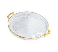 Qianly Vassoio Rotondo Porta Frutta con Manici Piatto Servizio Dessert Multiuso Vassoio in Pp Facile Da Pulire Adatto per Cucina Bar Hotel Eventi, Chiaro