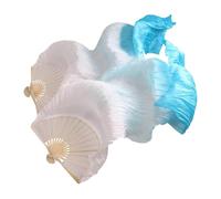 Qianly Ventaglio per Danza del Ventre colorato, Lungo 1,8 m, per Accessori per Costumi e Carnevale, dal Bianco al Blu Lago