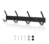Qiannhee 4 Ganci Appendiabiti da Parete Moderno 43CM Fino a 40KG Portaoggetti Bagno Attaccapanni da Muro Acciaio Nero Ganci per Cappotti, Cappelli, Giacche, Cucina, Ingresso, Salotto, Cameretta