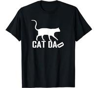 Qianqianzhi Men's Cat Dad Shirt Cat Dad Father’S Day Vintage Men Gift Tee T-Shirts Black XL