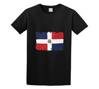 Qianqianzhi Men's Dominican Republic Grunge Style Flag T-Shirts Black S