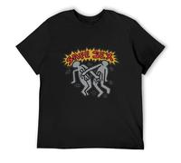 Qianqianzhi Men's Kieth Haring Safe Sex Dmn T-Shirts Black XL