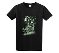 Qianqianzhi Men's Lurking Green Dragon T-Shirts Black 3XL
