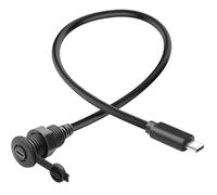 QIANRENON 10 Gbps USB C 3.1 attacco filettato cavo corto adattatore USB tipo C 3.1 maschio a femmina incorporato, cavo di montaggio impermeabile PD 60 W 4 K @60 Hz, per mobili/auto/RV, 30 cm