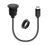 QIANRENON 10 Gbps USB C 3.1, attacco filettato, cavo corto PD 60 W, tipo C 3.1, maschio a femmina, adattatore di montaggio 4 K a 60 Hz, video 20 V3 A, ricarica rapida, per cruscotto, 30 cm