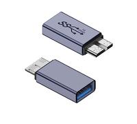 QIANRENON 10Gbps USB femmina a USB3.0 Micro B maschio Disco rigido esterno Adattatore USB3.1 a Micro B Dati Ricarica Convertitore, per disco rigido esterno SSD, fotocamera digitale, telefono, 2 Pcs