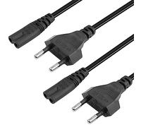 QIANRENON 2 Pcs 1.5m Euro Alimentazione Cavo IEC C7 Spina Cavo UE/Euro 2 Pin Fig.8 presa connettore, 250V 2.5A 2 * 0.75mm, per TV lettori blu-ray DVD ricevitori elettrodomestici, Nero