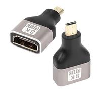 QIANRENON 8K Micro HDMI a HDMI Adattatore Extender Accoppiatore Micro HDMI Maschio a HDMI Tipo A Femmina Convertitore HDMI 2.1 8K@60Hz HDR ARC, per Tablet Fotocamera Digitale Videocamera,2 Pcs