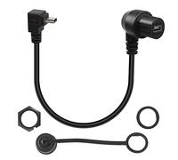 QIANRENON 90° Angolo Mini USB Estensione Auto Impermeabile Cavo Adattatori Mini USB Maschio a Retto Angolo Femmina Pannello Montaggio Estensione Cavo, Filettato fissaggio, 28cm/11in (curva sopra)