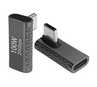 QIANRENON 90° angolo USB3.2 C Adattatore 20Gbps 100W USB3.2 Type C maschio a femmina retto angolo Connettore,supporta 8K audio/video,per smartphone tablet steam deck,nero lucido,2Pcs(piegatura Centro)