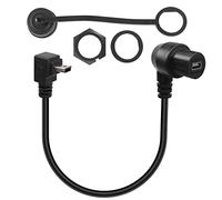 QIANRENON 90 gradi Angolo Mini USB pannello Montaggio Da incasso Estensione Cavo Mini USB 5Pin maschio a femmina retto angolo impermeabile Cavo, Filettato fissaggio, 28cm/11in (curva sotto)