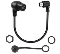 QIANRENON 90 gradi Angolo Mini USB pannello Montaggio Da incasso Estensione Cavo Mini USB 5Pin maschio a femmina retto angolo impermeabile Cavo, Filettato fissaggio, 28cm/11in (curva sinistra)