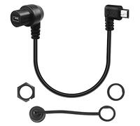 QIANRENON 90 gradi Angolo Mini USB pannello Montaggio Da incasso Estensione Cavo Mini USB 5Pin maschio a femmina retto angolo impermeabile Cavo, Filettato fissaggio, 28cm/11in (curva destra)