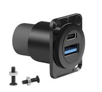 QIANRENON Adattatore per montaggio a pannello USB3.0 e USB C 3.1 - Connettore di ricarica dati a montaggio fisso USB A e USB C femmina a femmina per pannello XLR/D