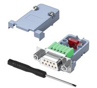 QIANRENON Adattatore seriale compatto DB9 senza saldatura placcato oro DB9 connettore crimp breakout D-SUB 9Pin Solderless Socket, dado anteriore, alloggiamento in PVC, per riparazione RS232/RS485
