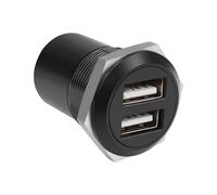 QIANRENON Connettore Rotondo Fisso USB 2.0 Doppia Filettatura, Pannello di Montaggio Con 2 Prese, Adattatore Incorporato per Trasferimento Dati / Ricarica