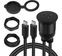 QIANRENON Doppio USB C Fissaggio filettato Incorporato impermeabile Cavo 10Gbps 2 USB C 3.1 maschio a femmina pannello Montaggio estensione Cavo, Supporta 4K@60Hz audio/video trasmissione,1M/3,3ft