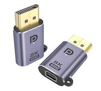 QIANRENON DP a Mini DP Adattatore 8K@60Hz DP1.4 Maschio a mini DisplayPort Femmina DisplayPort Estensione Connettore,con Sospensione Foro e LED,per tablet MacBook Surface computer portatili HDTV,2Pcs