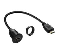 QIANRENON HDMI incorporato montaggio display HD cavo corto adattatore 1080P HDMI 1.4 maschio a femmina filettato fissaggio cavo proiettore cavo per auto/RV/barca, cruscotto desktop, 30 cm