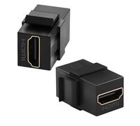 QIANRENON HDMI Keystone Modulo 2.0 - Accoppiatore Display 4K su Presa Panel 180° per HDTV, Adattatore da Parete, Nero, 2 Pezzi