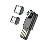QIANRENON Micro USB USB C 2 in 1 Magnetico Adattatore USB 2.0 Maschio a Micro USB maschio USB C maschio 540° Angolo Girevole Connettori, supporta Dati Trasferimento, 3A Ricarica Rapida, Nero